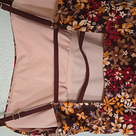 Cupshe Brown And Orange Floral One Piece Swimsuit Size Medium - Picture 3 of 8